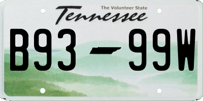 TN license plate B9399W
