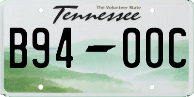 TN license plate B9400C