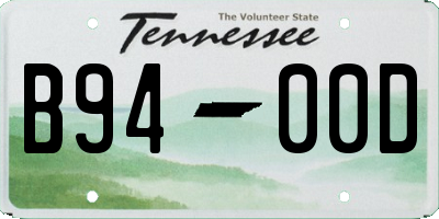 TN license plate B9400D