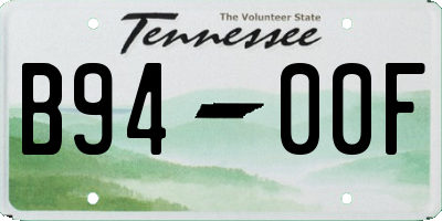 TN license plate B9400F