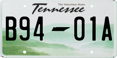 TN license plate B9401A