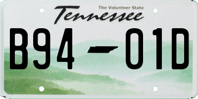 TN license plate B9401D