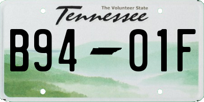 TN license plate B9401F