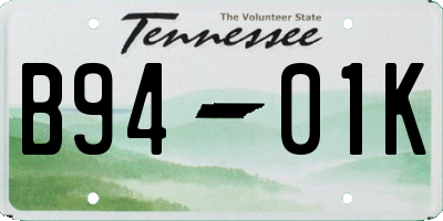 TN license plate B9401K