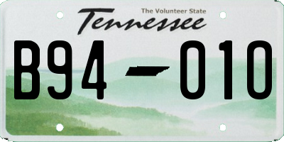 TN license plate B9401O