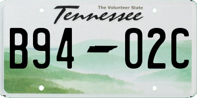 TN license plate B9402C