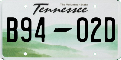 TN license plate B9402D