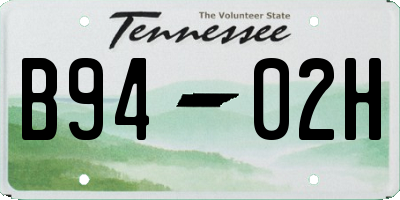 TN license plate B9402H
