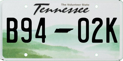 TN license plate B9402K