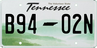 TN license plate B9402N
