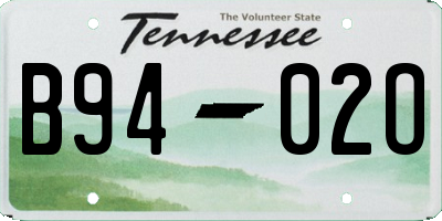 TN license plate B9402O