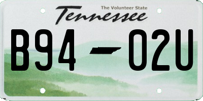 TN license plate B9402U