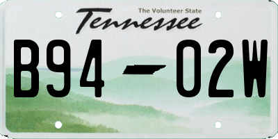 TN license plate B9402W