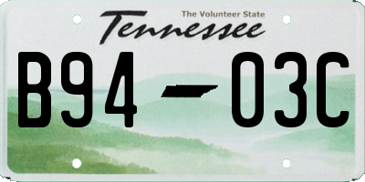 TN license plate B9403C