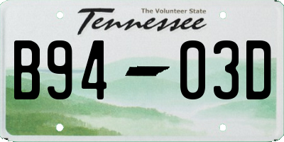 TN license plate B9403D