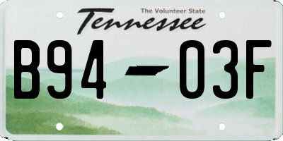 TN license plate B9403F