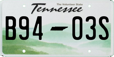 TN license plate B9403S