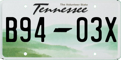 TN license plate B9403X