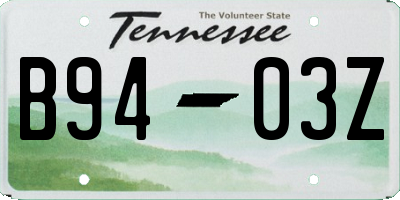 TN license plate B9403Z