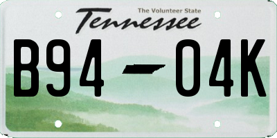 TN license plate B9404K