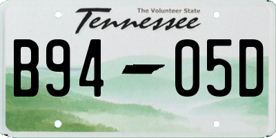 TN license plate B9405D