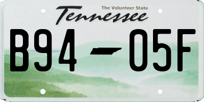 TN license plate B9405F