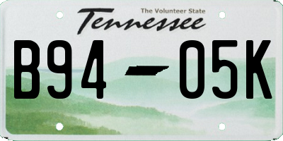 TN license plate B9405K