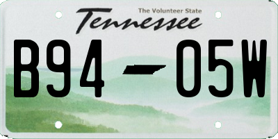 TN license plate B9405W