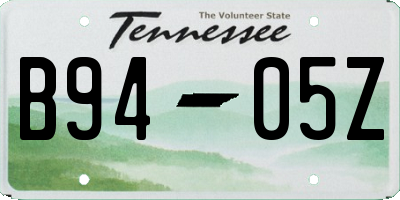 TN license plate B9405Z