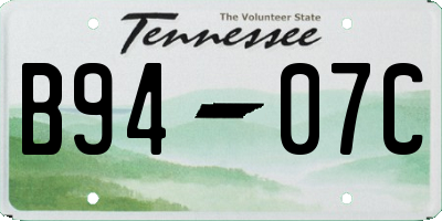 TN license plate B9407C