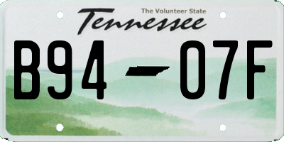 TN license plate B9407F