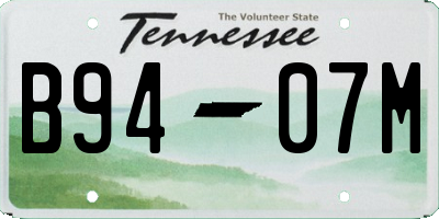TN license plate B9407M