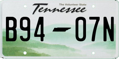 TN license plate B9407N