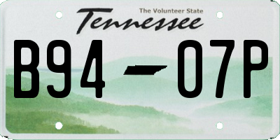 TN license plate B9407P