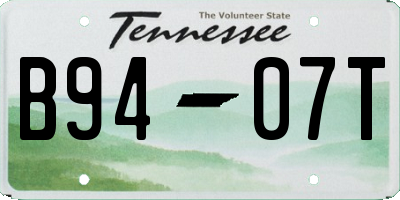 TN license plate B9407T