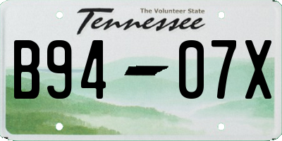 TN license plate B9407X