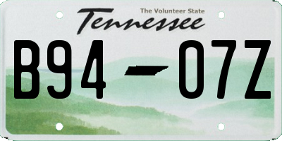 TN license plate B9407Z