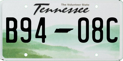 TN license plate B9408C