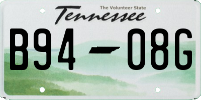 TN license plate B9408G