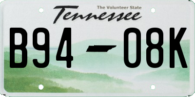 TN license plate B9408K