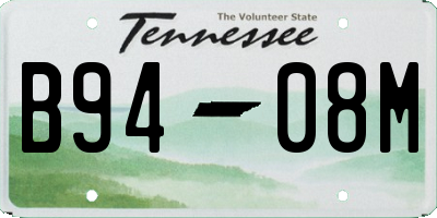 TN license plate B9408M