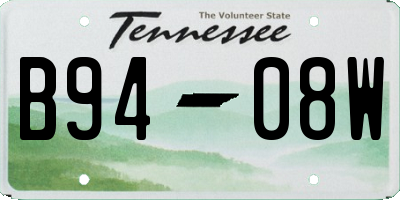 TN license plate B9408W