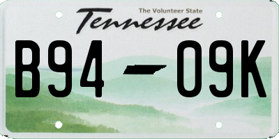 TN license plate B9409K