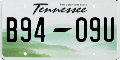 TN license plate B9409U