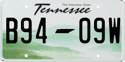 TN license plate B9409W