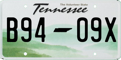 TN license plate B9409X