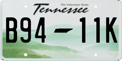 TN license plate B9411K