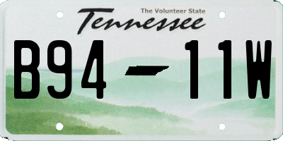 TN license plate B9411W