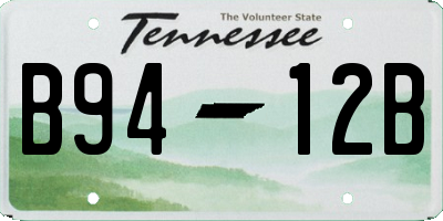 TN license plate B9412B
