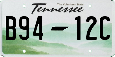 TN license plate B9412C